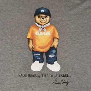TDL T-Shirt Women's Large Heather Gray Gage Bear By The Dirt Label Cropped Tee